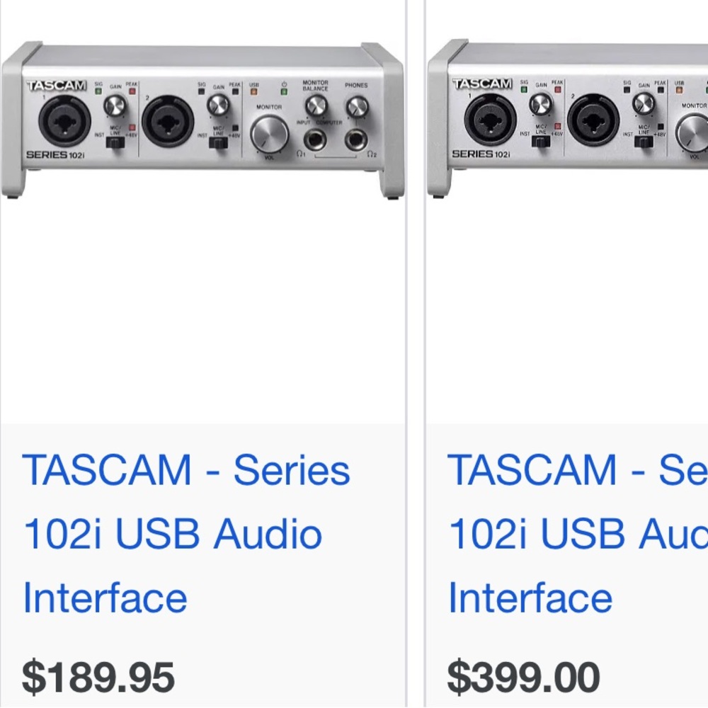 Tascam audio interface 102i and tascam tm-80